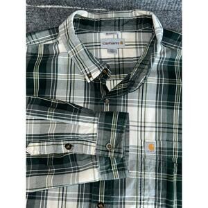 Carhartt Relaxed Fit Forest Green Plaid Button Up Long Sleeve Shirt Men’s 2XL